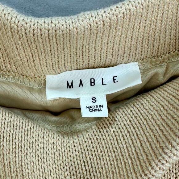 MABLE Pointelle Knit Maxi Skirt Tan Mermaid Hem Perforated Small - Picture 6 of 6